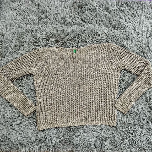 United Colors of Benentton Tan Knit Sweater, Size Small